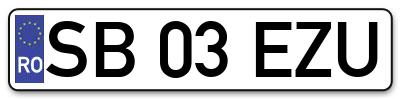 Placuta inmatriculare numar auto  SB-03-EZU, SB 03 EZU, SB03EZU