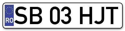 Placuta inmatriculare numar auto  SB-03-HJT, SB 03 HJT, SB03HJT