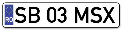 Placuta inmatriculare numar auto  SB-03-MSX, SB 03 MSX, SB03MSX