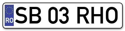 Placuta inmatriculare numar auto  SB-03-RHO, SB 03 RHO, SB03RHO