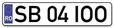Placuta inmatriculare numar auto  SB-04-IOO, SB 04 IOO, SB04IOO