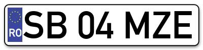 Placuta inmatriculare numar auto  SB-04-MZE, SB 04 MZE, SB04MZE
