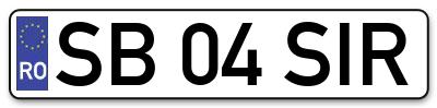 Placuta inmatriculare numar auto  SB-04-SIR, SB 04 SIR, SB04SIR