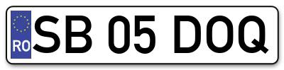 Placuta inmatriculare numar auto  SB-05-DOQ, SB 05 DOQ, SB05DOQ