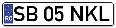 Placuta inmatriculare numar auto  SB-05-NKL, SB 05 NKL, SB05NKL