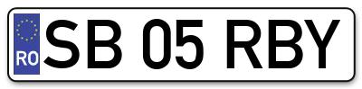Placuta inmatriculare numar auto  SB-05-RBY, SB 05 RBY, SB05RBY