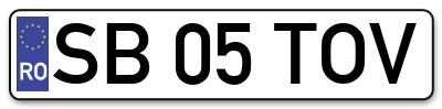 Placuta inmatriculare numar auto  SB-05-TOV, SB 05 TOV, SB05TOV