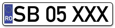 Placuta inmatriculare numar auto  SB-05-XXX, SB 05 XXX, SB05XXX