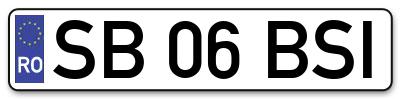 Placuta inmatriculare numar auto  SB-06-BSI, SB 06 BSI, SB06BSI