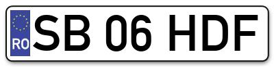 Placuta inmatriculare numar auto  SB-06-HDF, SB 06 HDF, SB06HDF
