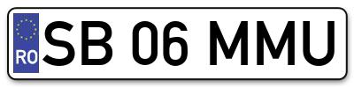 Placuta inmatriculare numar auto  SB-06-MMU, SB 06 MMU, SB06MMU