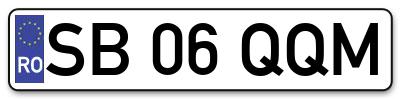 Placuta inmatriculare numar auto  SB-06-QQM, SB 06 QQM, SB06QQM