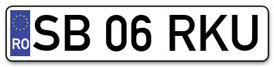 Placuta inmatriculare numar auto  SB-06-RKU, SB 06 RKU, SB06RKU