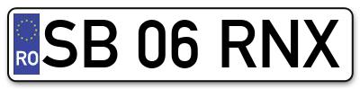 Placuta inmatriculare numar auto  SB-06-RNX, SB 06 RNX, SB06RNX