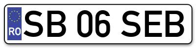 Placuta inmatriculare numar auto  SB-06-SEB, SB 06 SEB, SB06SEB