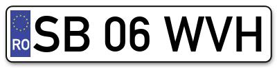 Placuta inmatriculare numar auto  SB-06-WVH, SB 06 WVH, SB06WVH
