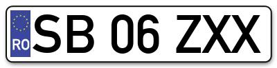 Placuta inmatriculare numar auto  SB-06-ZXX, SB 06 ZXX, SB06ZXX