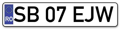 Placuta inmatriculare numar auto  SB-07-EJW, SB 07 EJW, SB07EJW