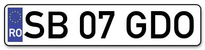Placuta inmatriculare numar auto  SB-07-GDO, SB 07 GDO, SB07GDO