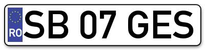 Placuta inmatriculare numar auto  SB-07-GES, SB 07 GES, SB07GES