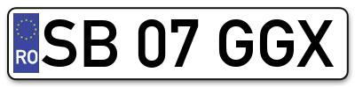 Placuta inmatriculare numar auto  SB-07-GGX, SB 07 GGX, SB07GGX