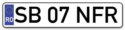 Placuta inmatriculare numar auto  SB-07-NFR, SB 07 NFR, SB07NFR
