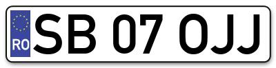 Placuta inmatriculare numar auto  SB-07-OJJ, SB 07 OJJ, SB07OJJ