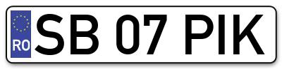 Placuta inmatriculare numar auto  SB-07-PIK, SB 07 PIK, SB07PIK