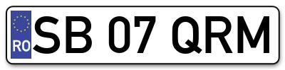 Placuta inmatriculare numar auto  SB-07-QRM, SB 07 QRM, SB07QRM
