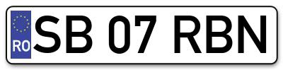 Placuta inmatriculare numar auto  SB-07-RBN, SB 07 RBN, SB07RBN
