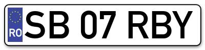 Placuta inmatriculare numar auto  SB-07-RBY, SB 07 RBY, SB07RBY