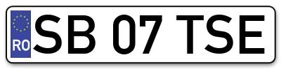 Placuta inmatriculare numar auto  SB-07-TSE, SB 07 TSE, SB07TSE