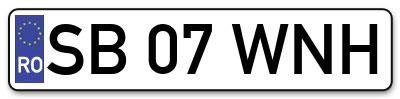 Placuta inmatriculare numar auto  SB-07-WNH, SB 07 WNH, SB07WNH