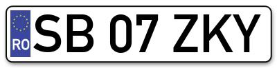 Placuta inmatriculare numar auto  SB-07-ZKY, SB 07 ZKY, SB07ZKY