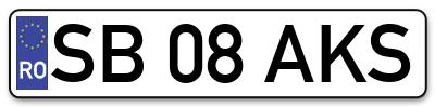 Placuta inmatriculare numar auto  SB-08-AKS, SB 08 AKS, SB08AKS