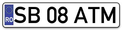 Placuta inmatriculare numar auto  SB-08-ATM, SB 08 ATM, SB08ATM