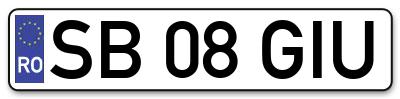Placuta inmatriculare numar auto  SB-08-GIU, SB 08 GIU, SB08GIU