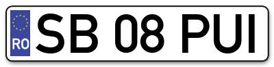 Placuta inmatriculare numar auto  SB-08-PUI, SB 08 PUI, SB08PUI