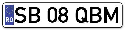 Placuta inmatriculare numar auto  SB-08-QBM, SB 08 QBM, SB08QBM
