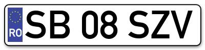 Placuta inmatriculare numar auto  SB-08-SZV, SB 08 SZV, SB08SZV