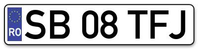 Placuta inmatriculare numar auto  SB-08-TFJ, SB 08 TFJ, SB08TFJ