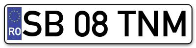 Placuta inmatriculare numar auto  SB-08-TNM, SB 08 TNM, SB08TNM