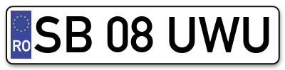 Placuta inmatriculare numar auto  SB-08-UWU, SB 08 UWU, SB08UWU