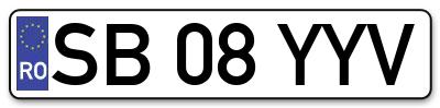 Placuta inmatriculare numar auto  SB-08-YYV, SB 08 YYV, SB08YYV