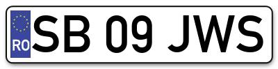 Placuta inmatriculare numar auto  SB-09-JWS, SB 09 JWS, SB09JWS