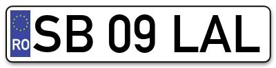 Placuta inmatriculare numar auto  SB-09-LAL, SB 09 LAL, SB09LAL