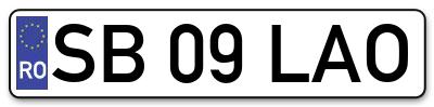 Placuta inmatriculare numar auto  SB-09-LAO, SB 09 LAO, SB09LAO