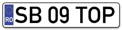 Placuta inmatriculare numar auto  SB-09-TOP, SB 09 TOP, SB09TOP