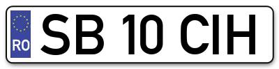 Placuta inmatriculare numar auto  SB-10-CIH, SB 10 CIH, SB10CIH