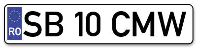 Placuta inmatriculare numar auto  SB-10-CMW, SB 10 CMW, SB10CMW